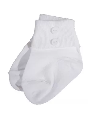 Baby Boys White Buttons Anklet Socks 0-24M