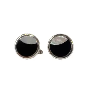 CUFFLINKS 925 Silver, Onyx & Mother of Pearl