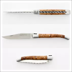 Laguiole Traditional Knife 11 cm Guilloche Poplar Burl