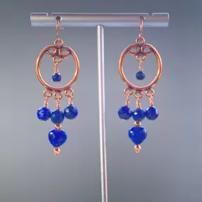 Lapis Lazuli gemstone and Copper Chandelier earrings