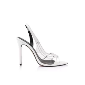 Rachel Heel Vinylite & White Leather