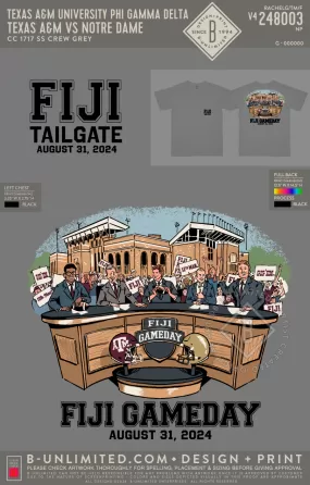 Texas A&M University Phi Gamma Delta - TAMU vs Notre Dame - CC - 1717 - SS Crew - Grey