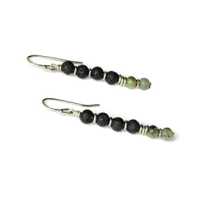 Throat Chakra Aromatherapy Earrings with Lava Rock and African Turquoise *Final Sale*